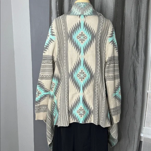 DREAMERS Gray Mint Aztec Southwestern
Santa Fe Waterfall Open Cardigan Sz S/M - Picture 5 of 7